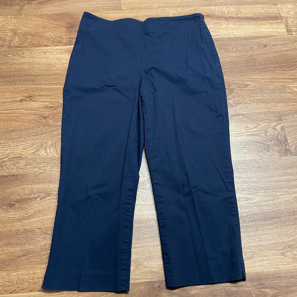 Talbots Heritage Navy Blue Cropped Chino Pants Womens Size 10 Side Zip